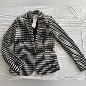 NWT Gingham Maison d’Amélie Black & White Checkered Blazer XS prep coastal